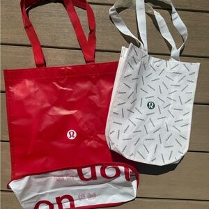 Lululemon Athletica Red and White Totes